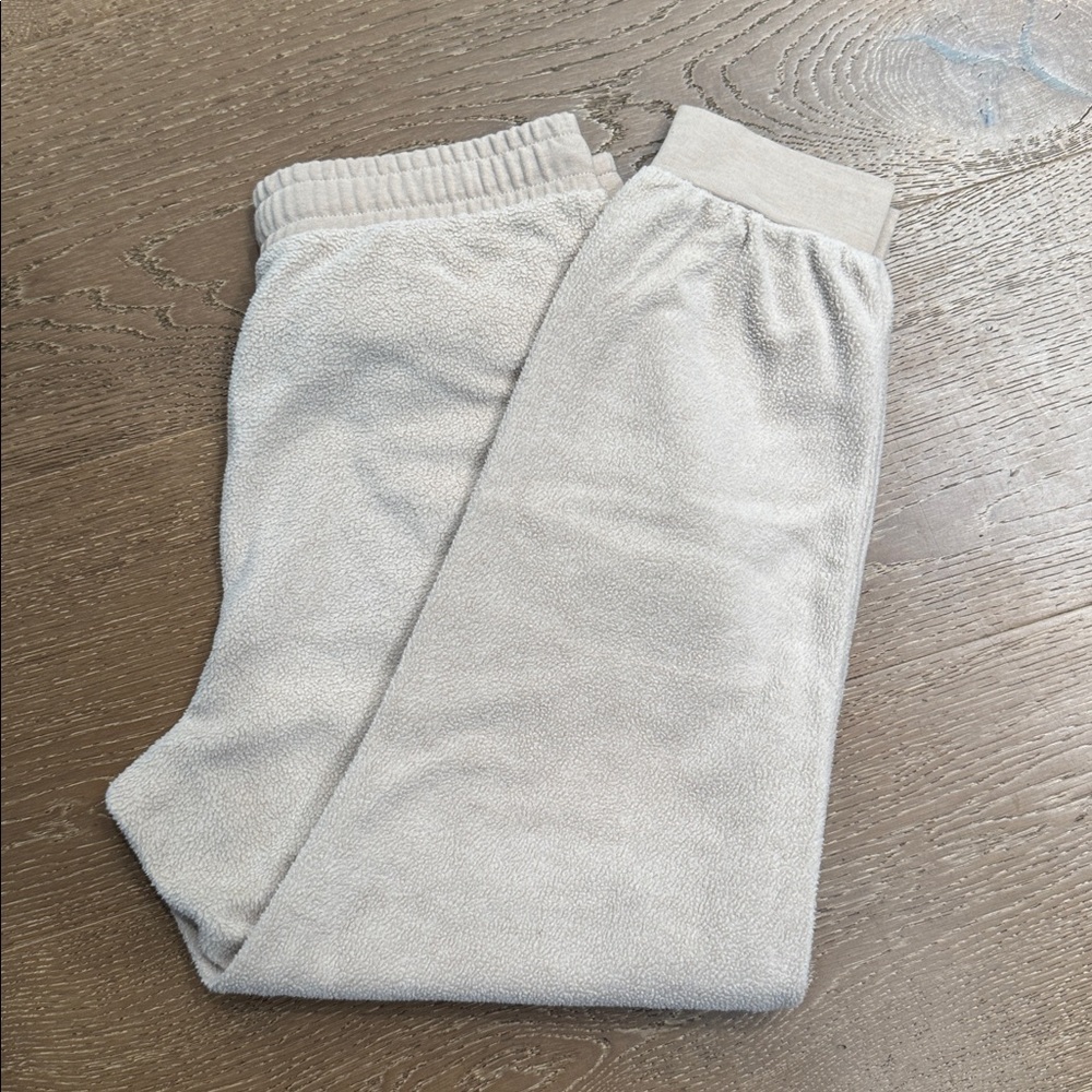 Madewell Cozy Fleece Jogger Sweatpants Beige Oatmeal Lounge Pants size L - Picture 5 of 5